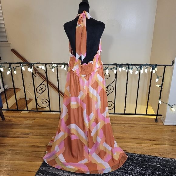 Premier Amour Womens Sleeveless Multicolor Halter Maxi Dress Halter Size 18 Plus - Picture 5 of 16